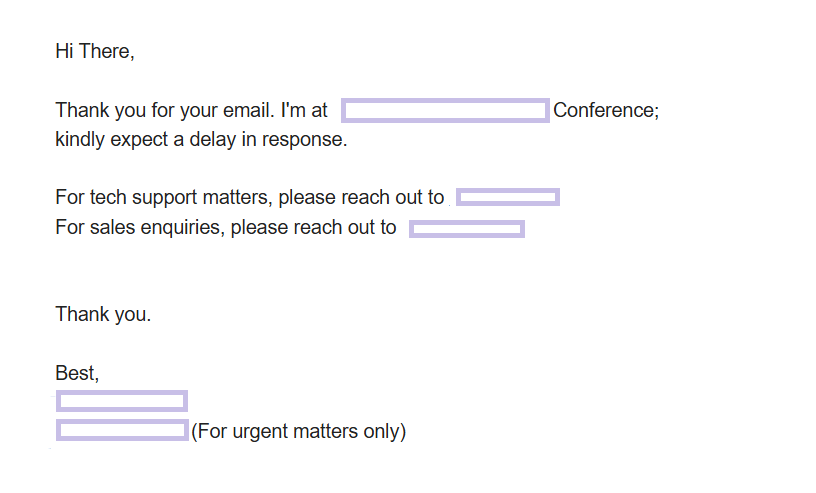 business trip out-of-office email