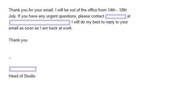out-of-office email example