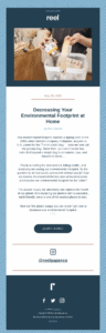 world environment day email example by reel reel's email with tips on how to decrease environmental footprint