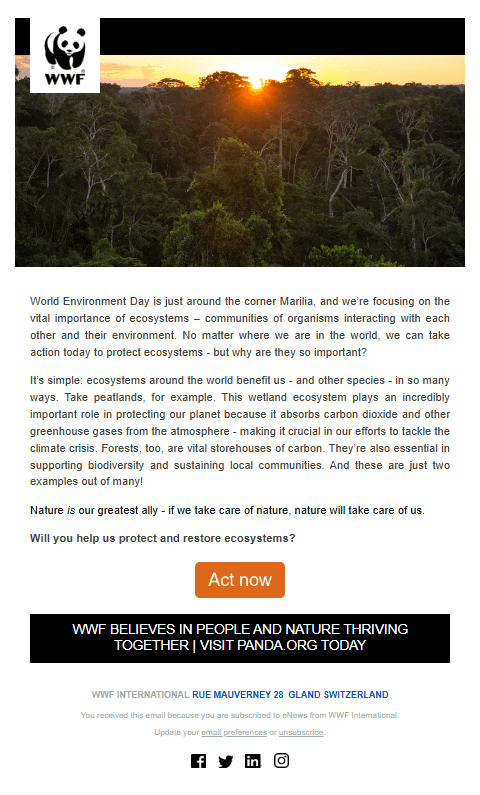 wwf's email wwf's awareness-raising campaign on ecosystems importance