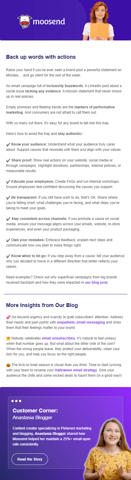 Moosend email with customer story Moosend email with customer story