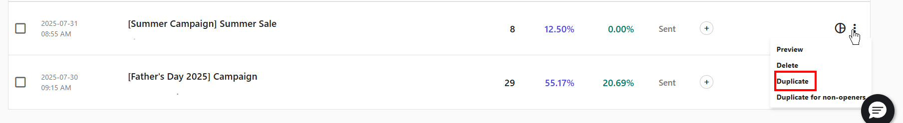Duplicate existing campaign