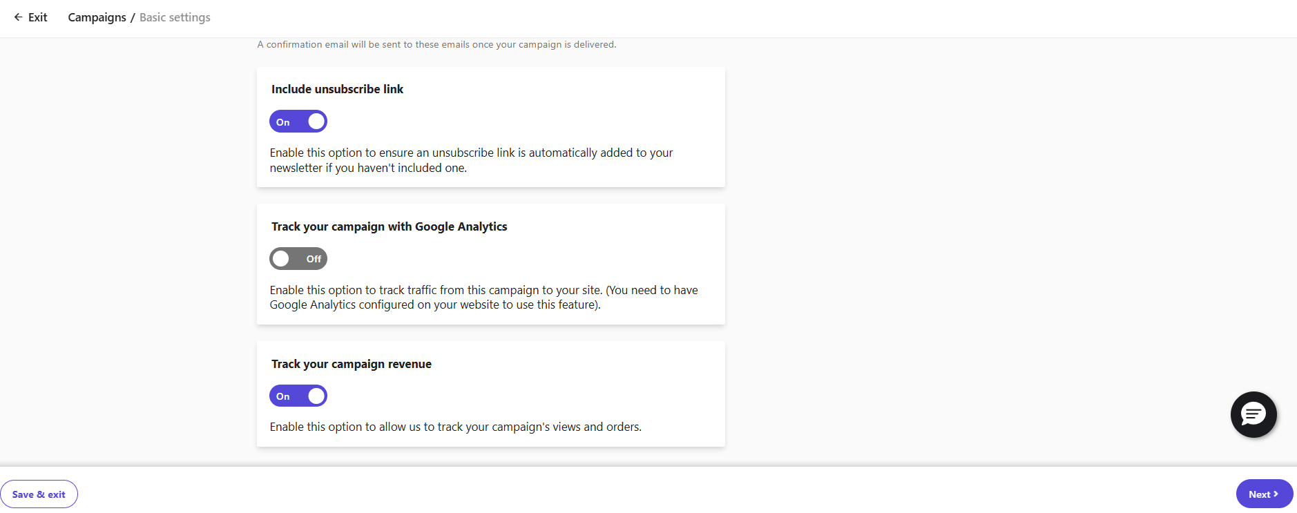 Include unsubscribe link button