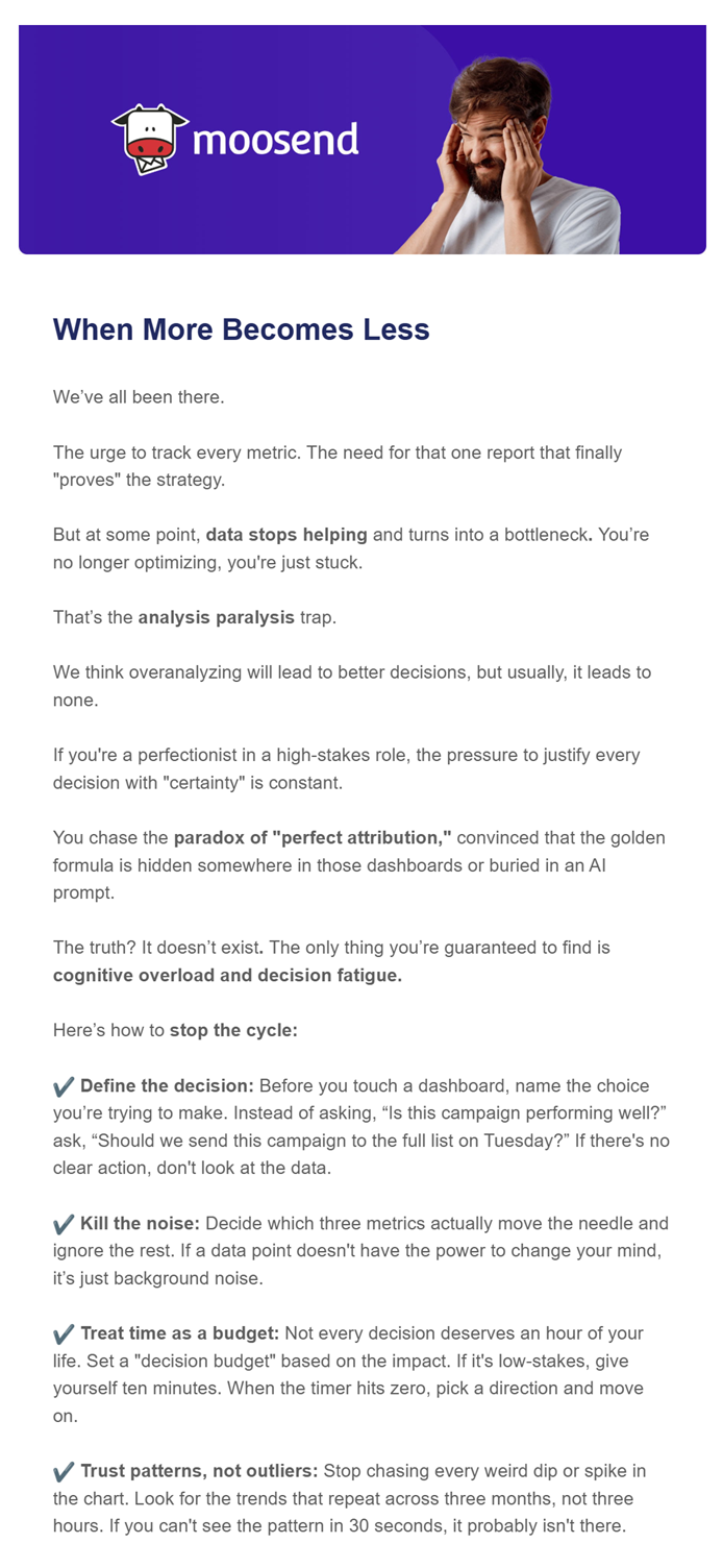 moosend analysis paralysis newsletter moosend analysis paralysis newsletter