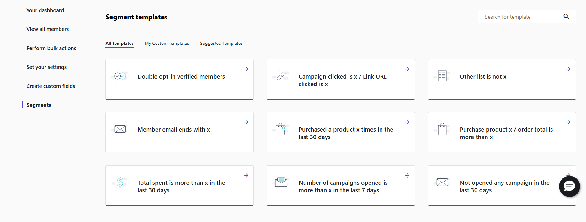 Moosend segmentation templates