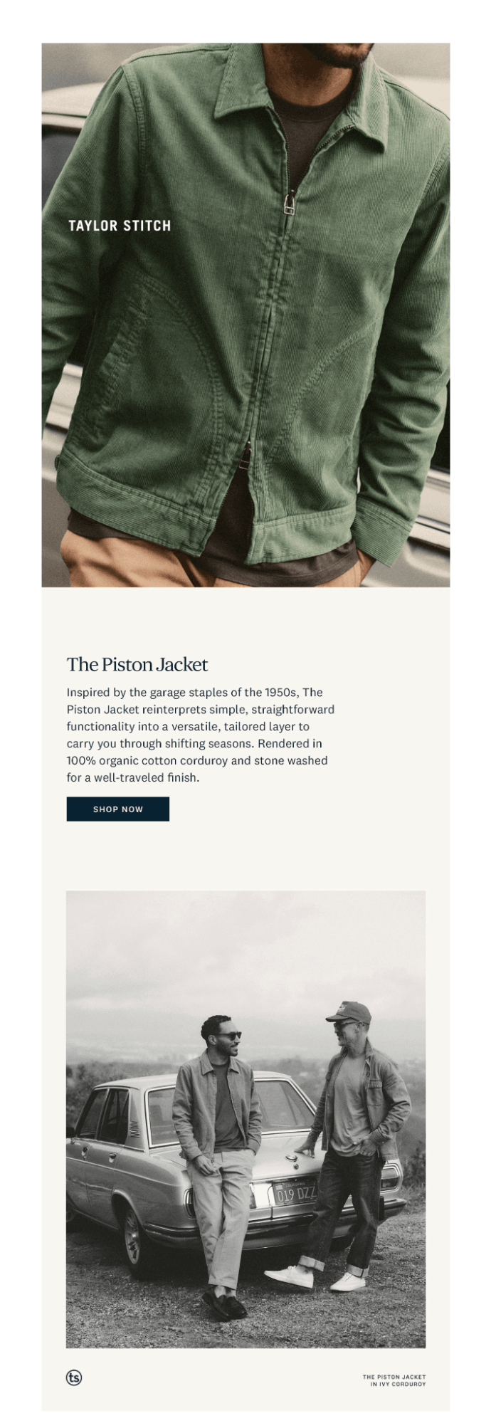 Taylor Stitch single product email Taylor Stitch single product email