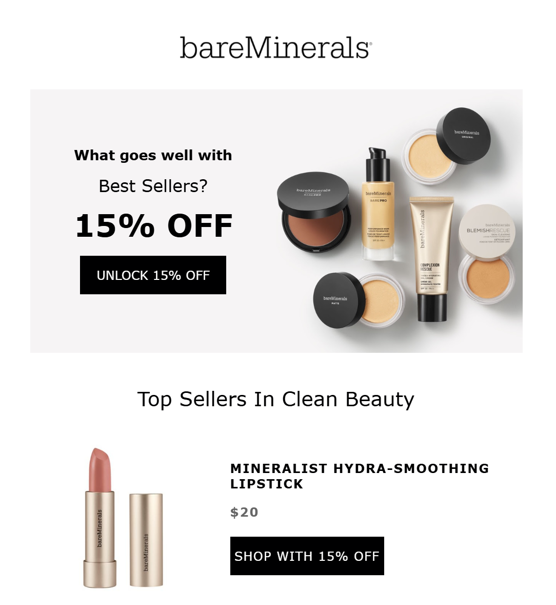 bareMinerals website re-engagement email example
