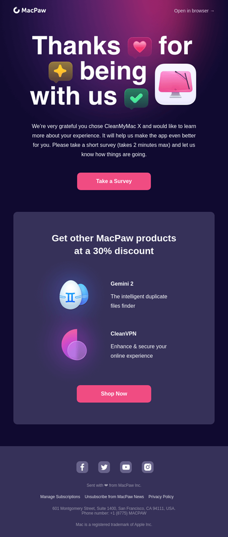 macpaw cross sell email example