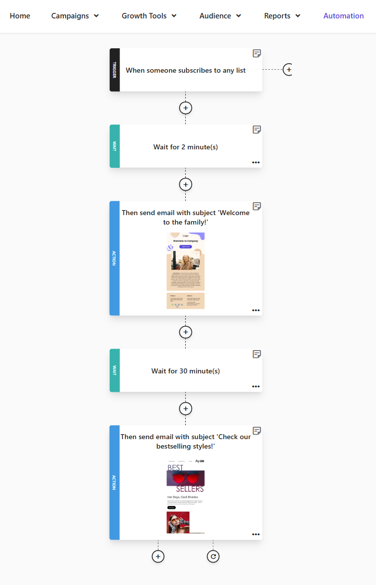 moosend extended customization of a welcome email flow