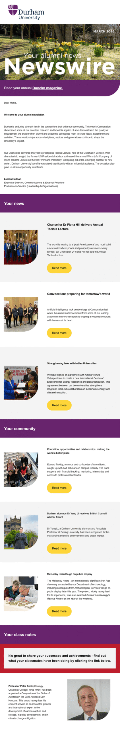 university of Durham alumni emai university of Durham alumni email