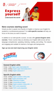 course announcement email from University of Groningen course announcement email from University of Groningen