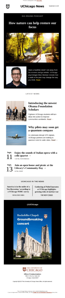 informational newsletter from University of Chicago informational newsletter from University of Chicago
