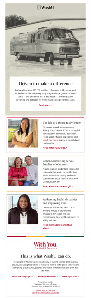 Washington University email example Washington University email example