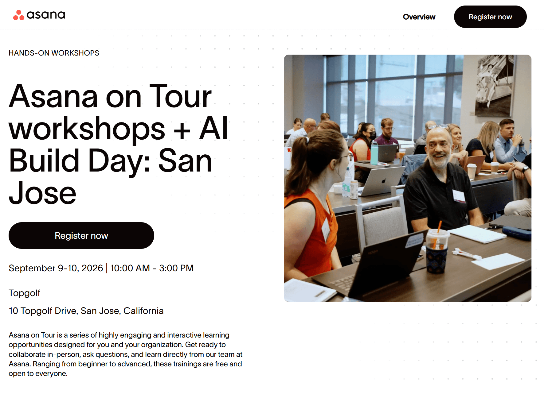 asana online event marketing example