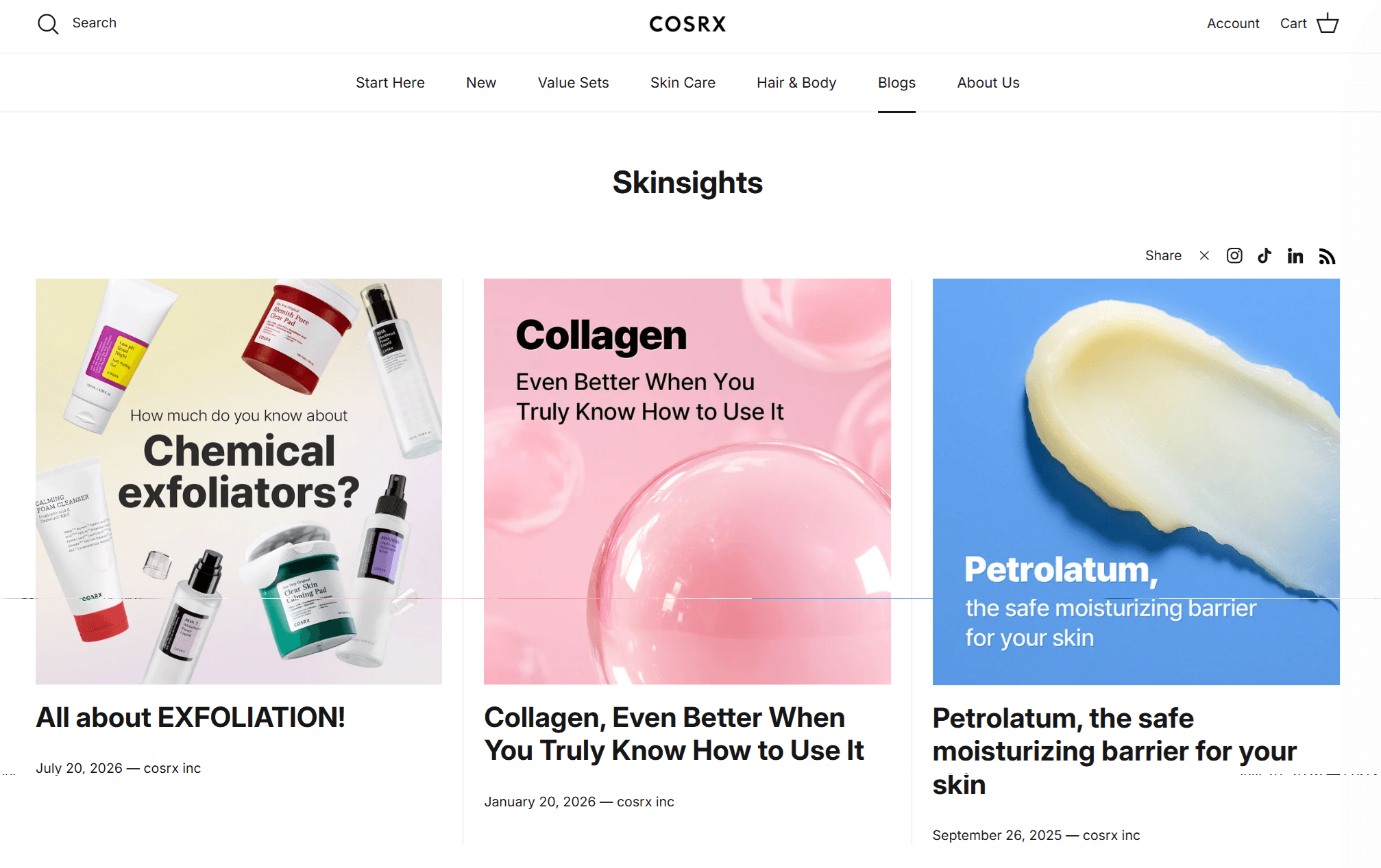 cosrx blog with highlights example