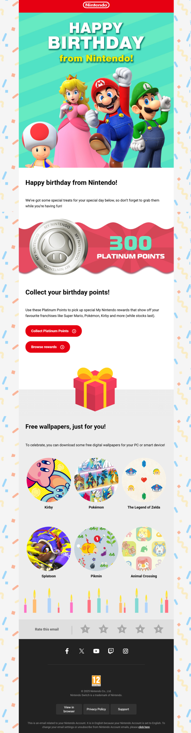 Nintendo’s birthday email