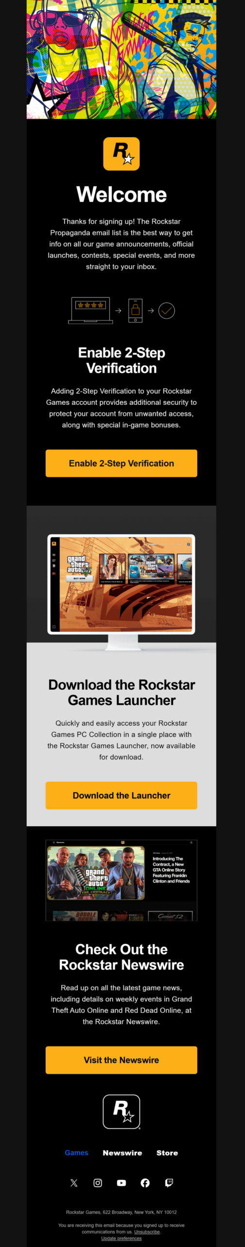 rockstar games welcome email example